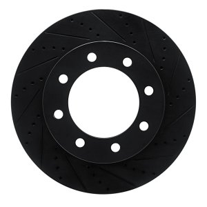 Ford F-250 Super Duty Brake Rotor (1) - Front Right - R1 Concepts - Drilled & Slotted - Black - `12-`25